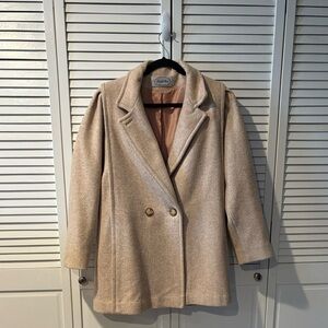 Elegant Tan Double-Breasted Pea Coat